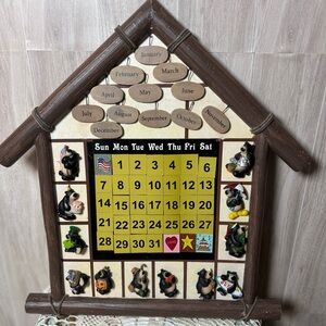 Perpetual Wall Calendar with Bear Animal Figures Collectible Vintage